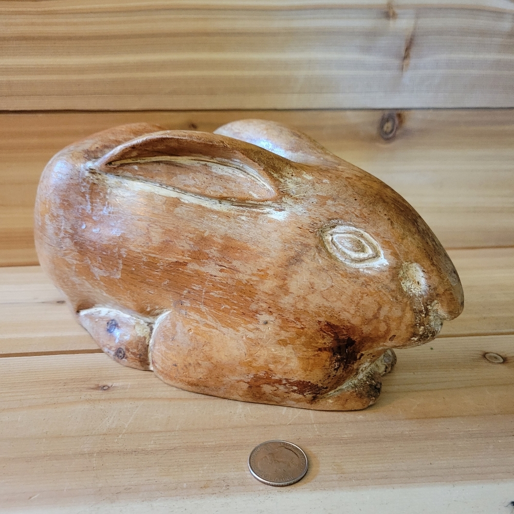 Vintage Hand Carved in Italy Wooden Bunny